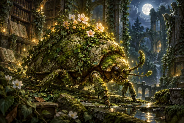 Mossback Beetle — original First Light card illustration