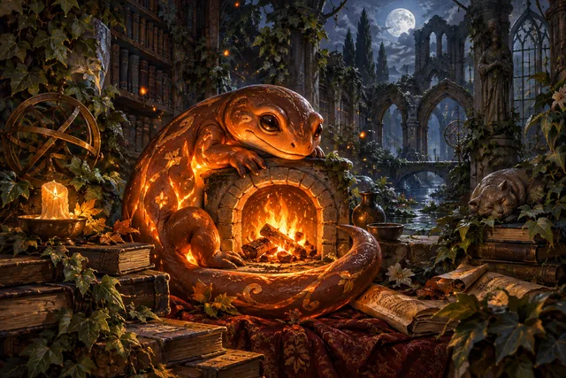 Hearth Salamander — original First Light card illustration