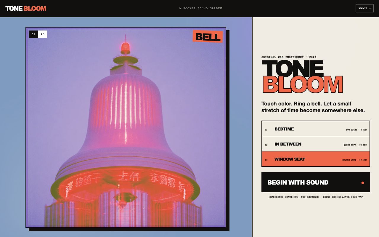 Tone Bloom rings in the tiny web
