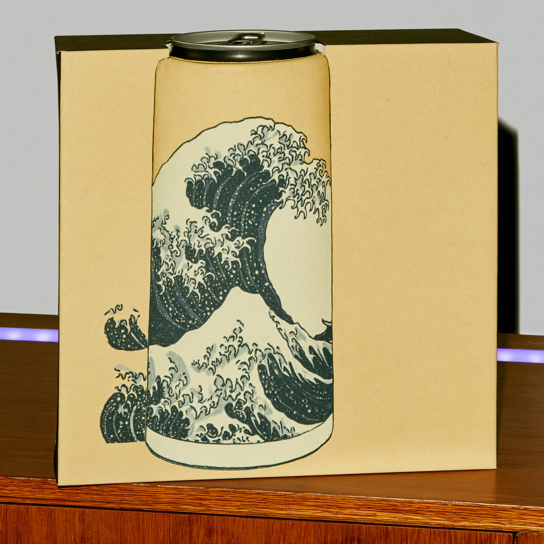 A black and cream wave pedestal framed like a print