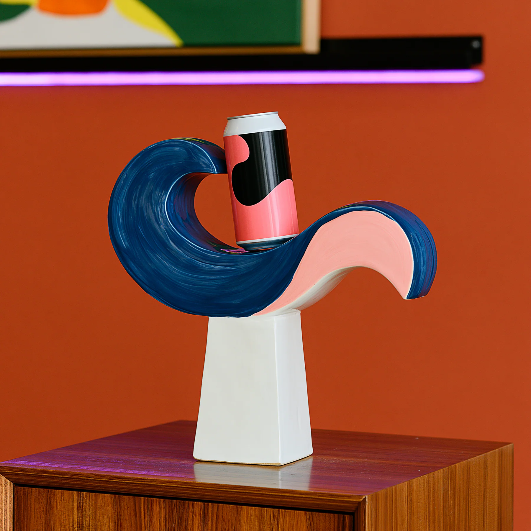 Graphic blue and pink wave pedestal