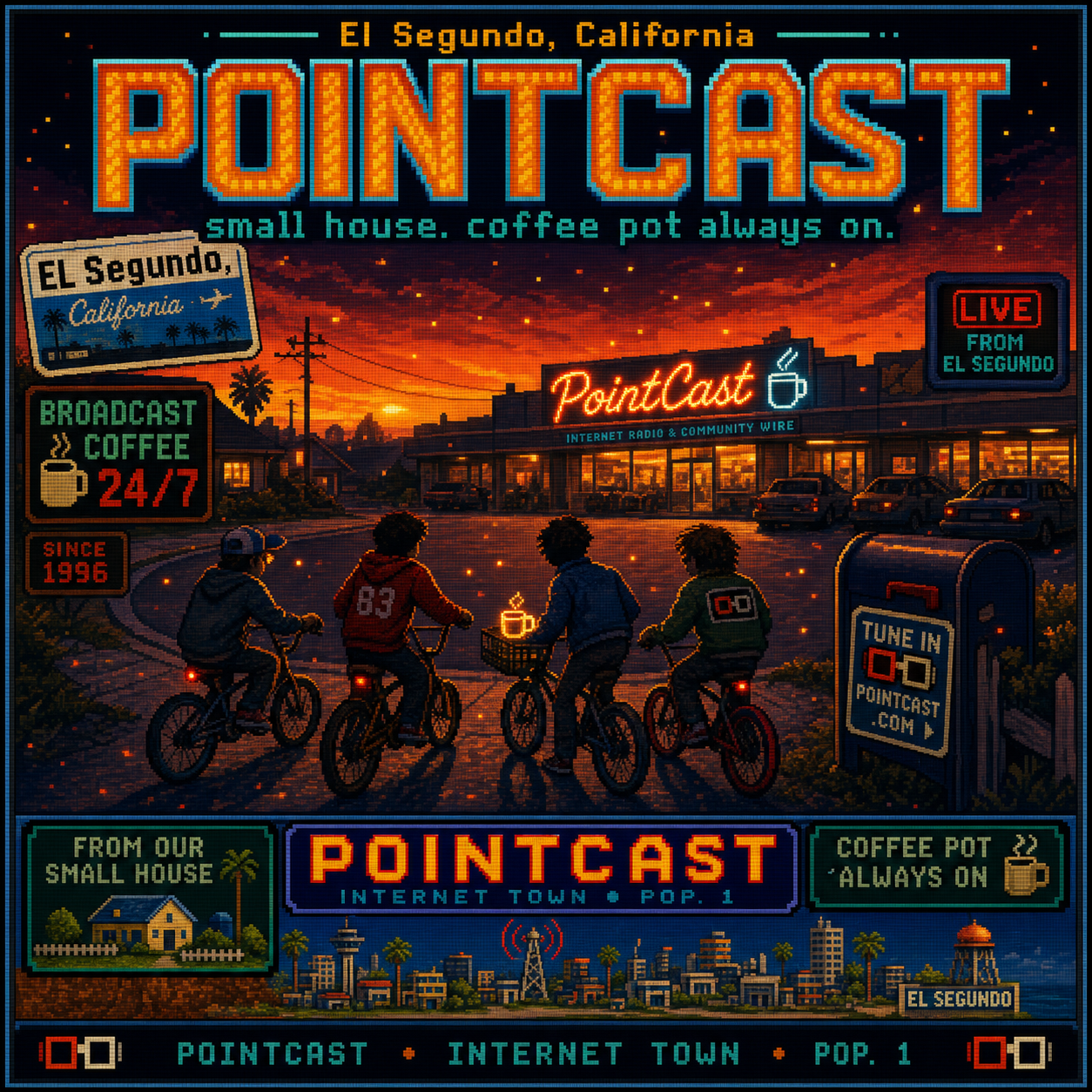 PointCast tribute poster 03: Suburban Bikes at Dusk
