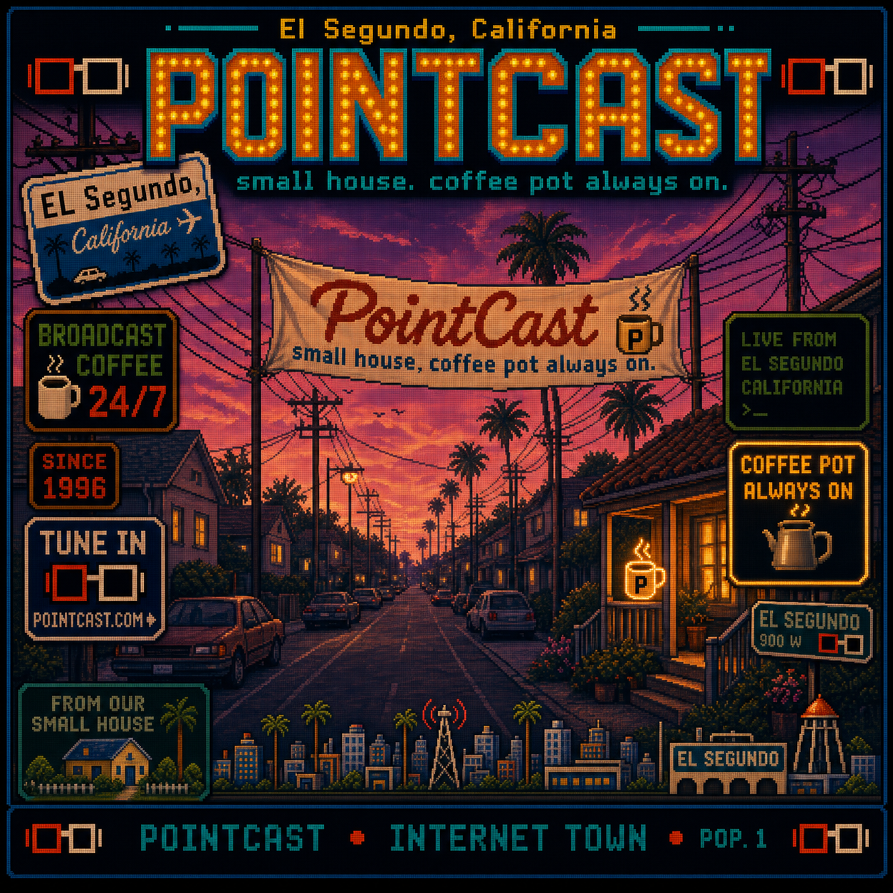 PointCast tribute poster 24: Palms & Power Lines, Pink