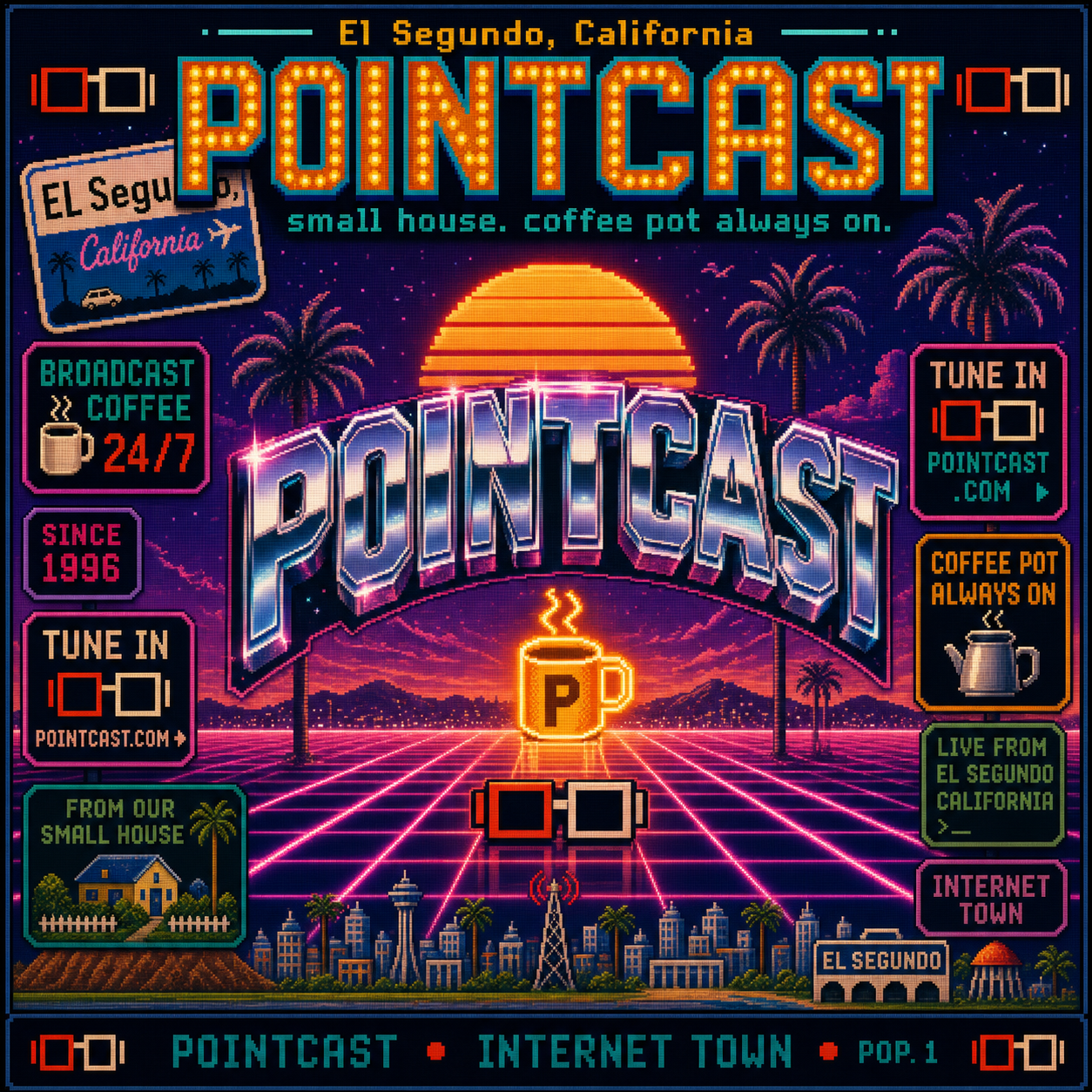 PointCast tribute poster 33: Laser-Grid Sunset Chrome