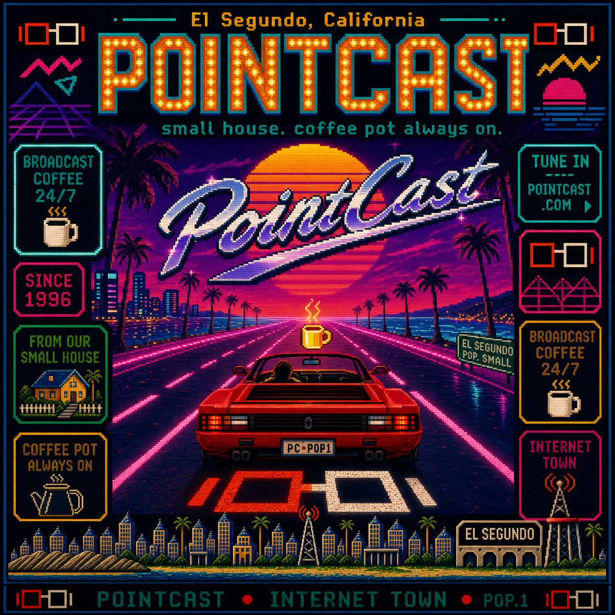 PointCast tribute poster 46: Outrun Synthwave Grid