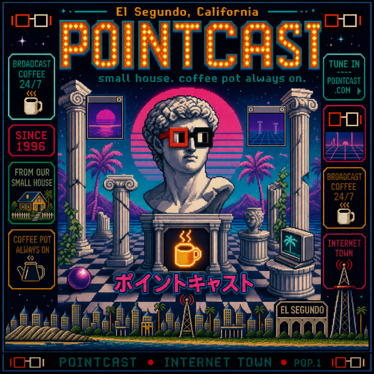 PointCast tribute poster 48: Vaporwave Bust & Columns